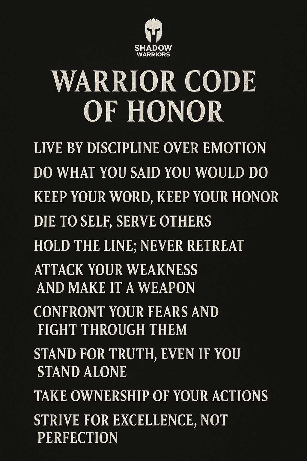 Warrior Code of Honor – Digital Poster (Shadow Warriors)
