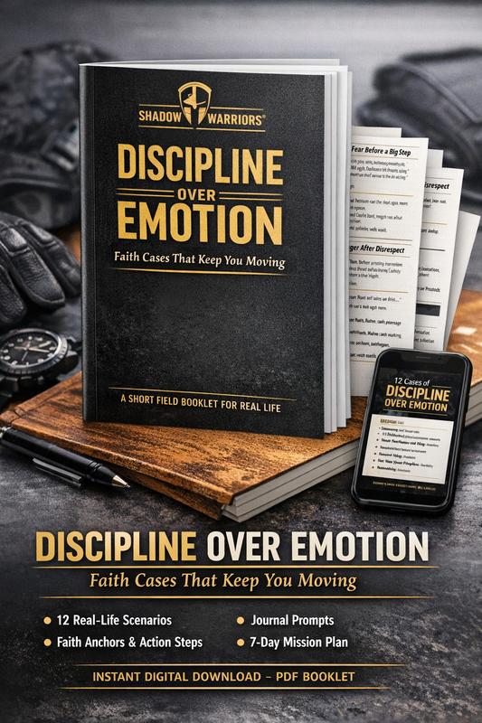 Book titled 'Discipline Over Emotion' on a wooden surface with a smartphone displaying related content.