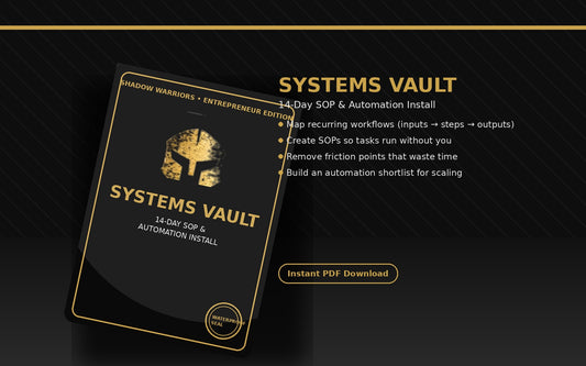SYSTEMS VAULT: 14-Day SOP & Automation Install (Entrepreneur Edition)